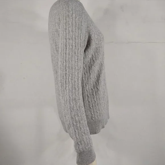 Charter Club gray 2-Ply 100% Cashmere cable knit pullover sweater ladies Medium - Picture 3 of 6